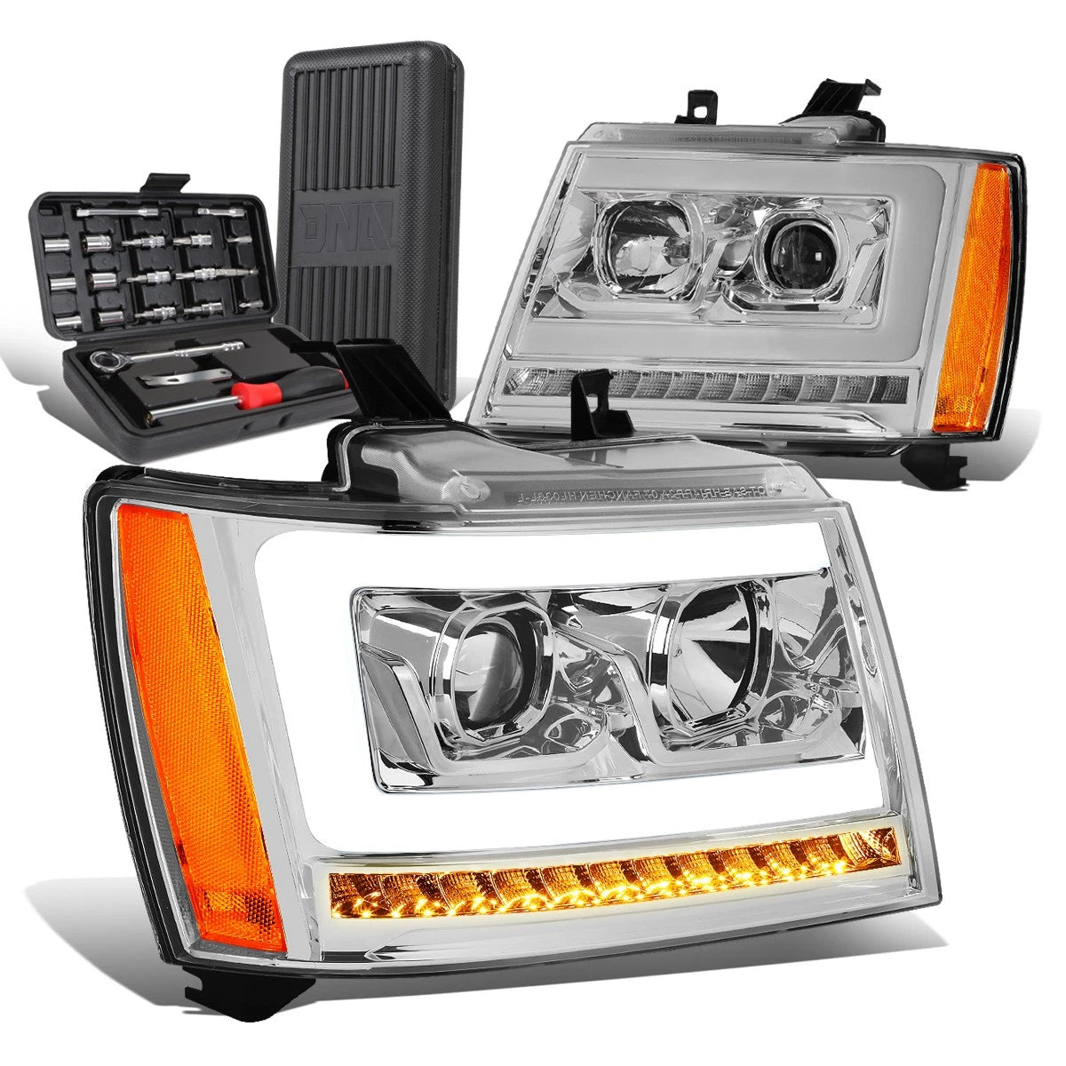 LED Tube Chasing Projector Headlight Lamps for Tahoe Suburban (2007–2014)