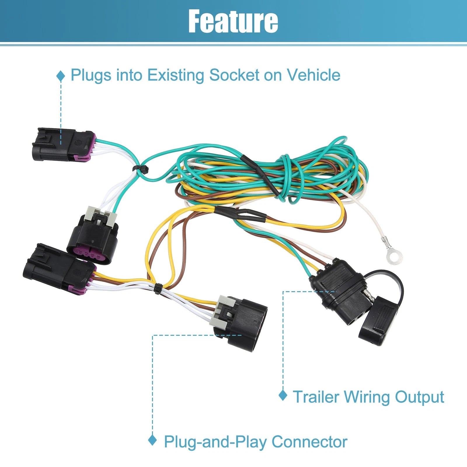 Set of 4 Trailer Wiring Harness 4-Pin for GMC Terrain (2010–2012) 56094