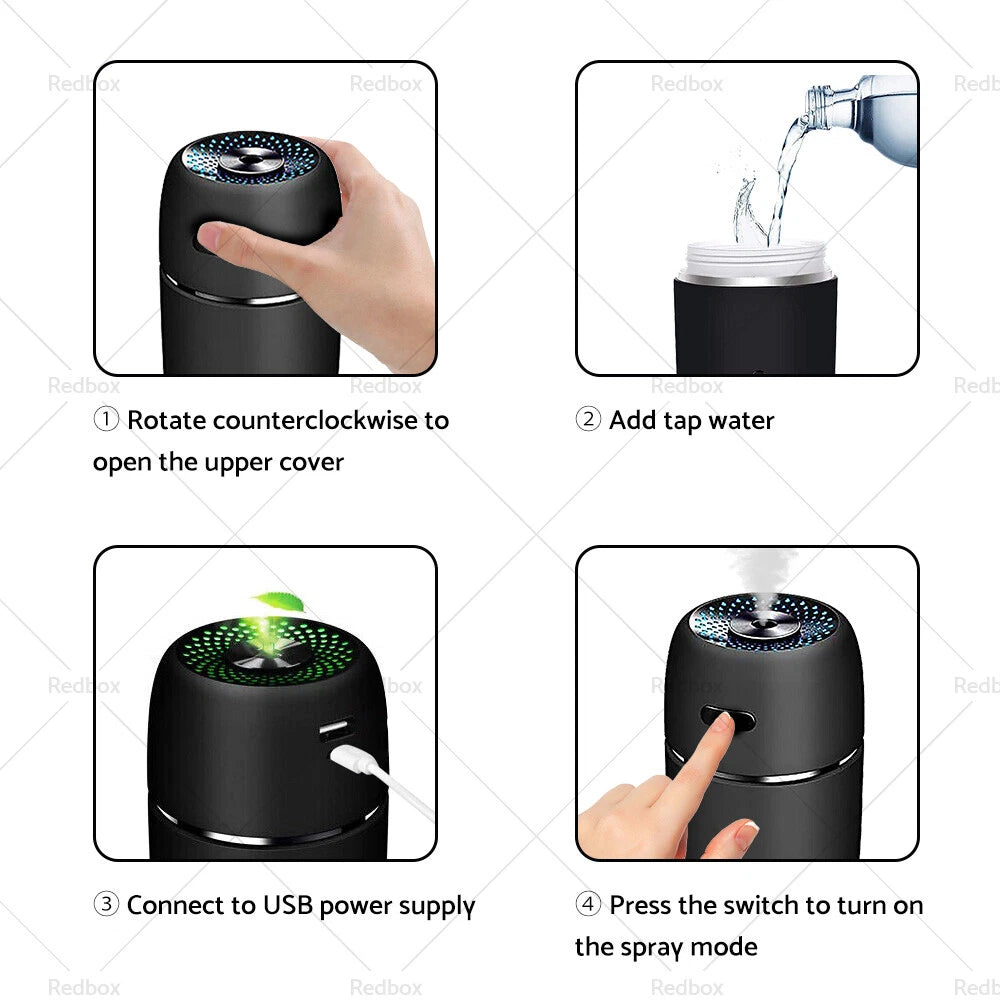 USB Car Air Purifier Diffuser for Universal Use (LED, Humidifier)