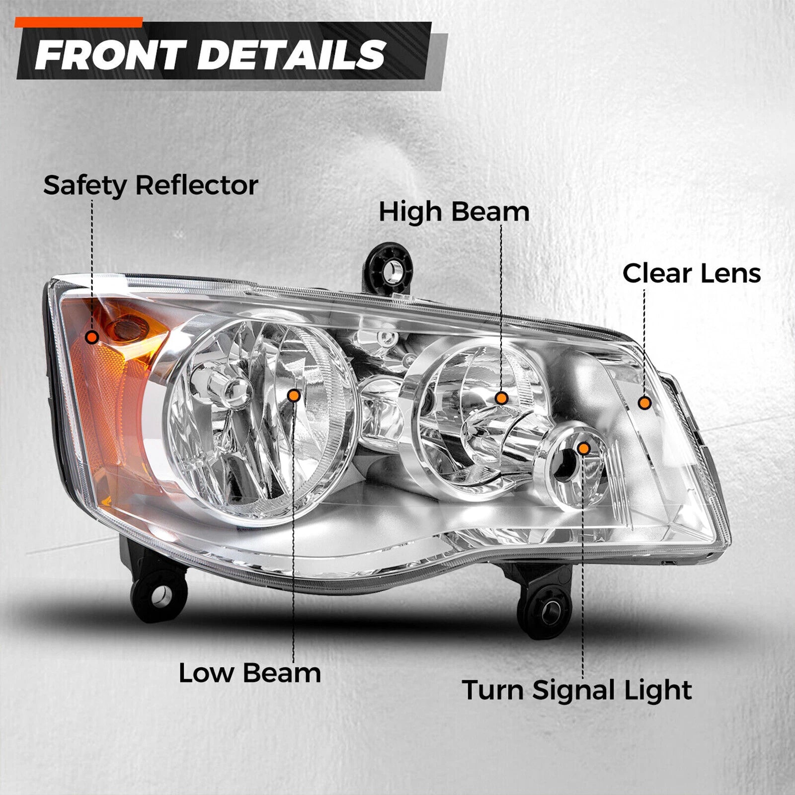 Right Side Headlight for Chrysler Town & Country, Dodge Grand Caravan (2008-2020)