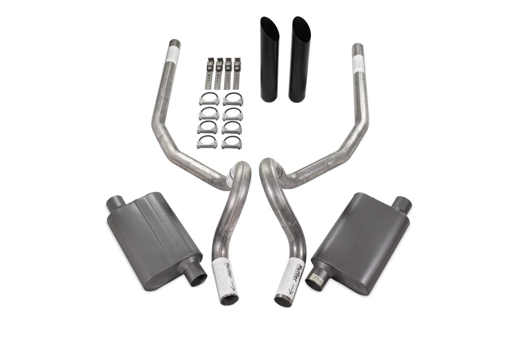 2.5" Dual Exhaust Kit for GM G Body (1978–1988) - 2 Chamber, Rear Exit, Black Tip