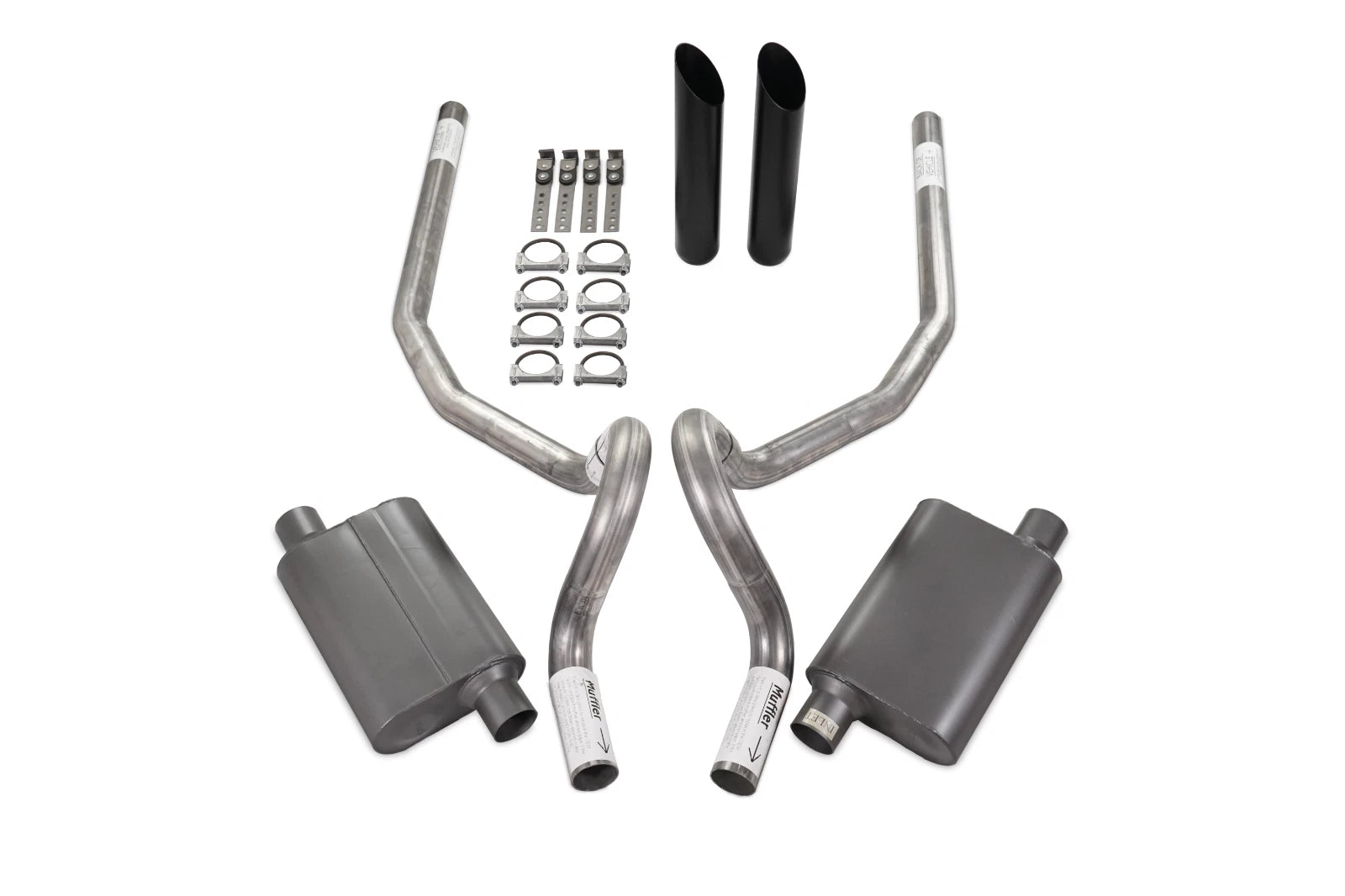 2.5" Dual Exhaust Kit for GM G Body (1978–1988) - 2 Chamber, Rear Exit, Black Tip