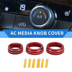 3X AC Media Volume Tune Switch Knob Cover Ring for Dodge Durango (2021–2023) Red