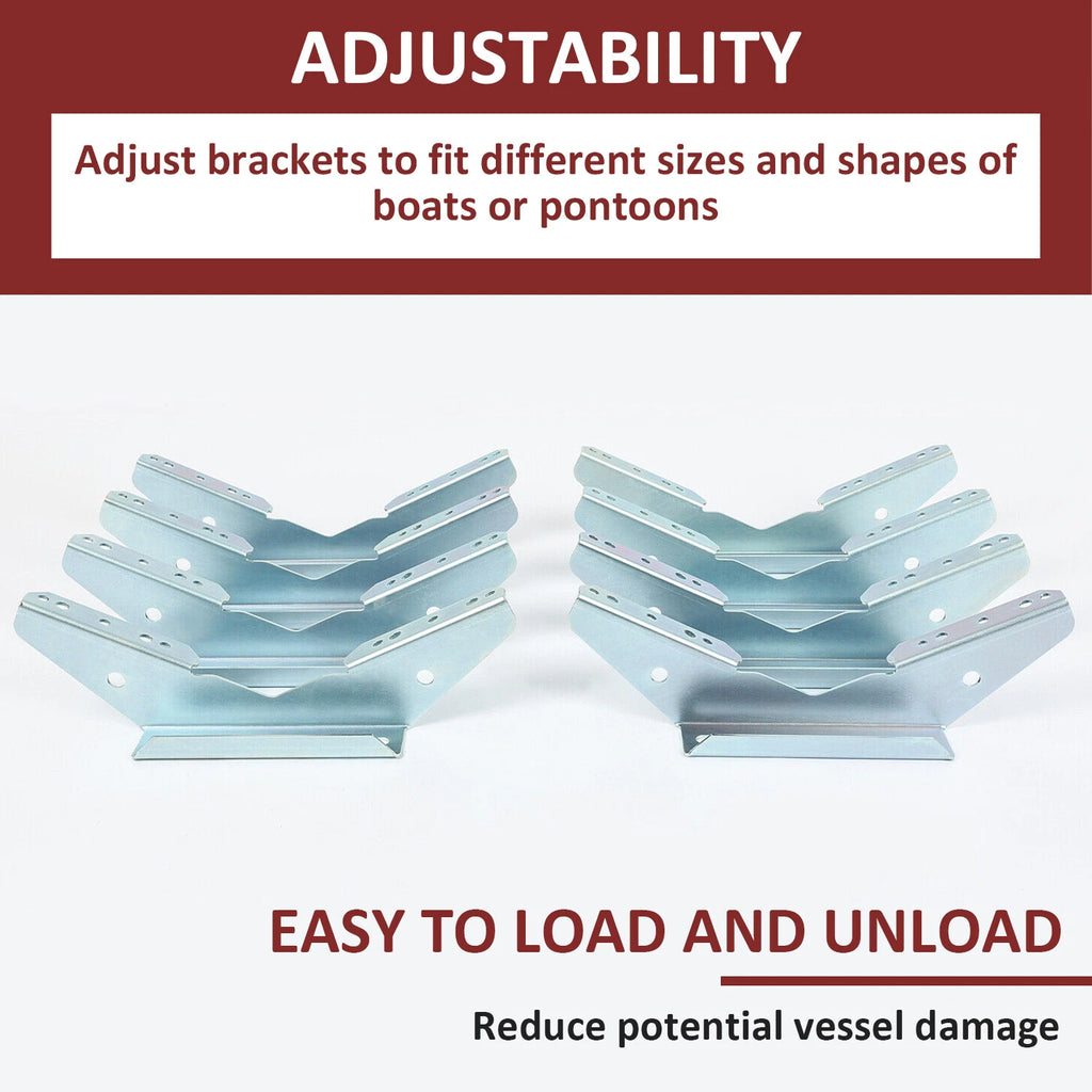 Set of 8 V Wing Brackets for Pontoon Trailer (Fits Various Models)