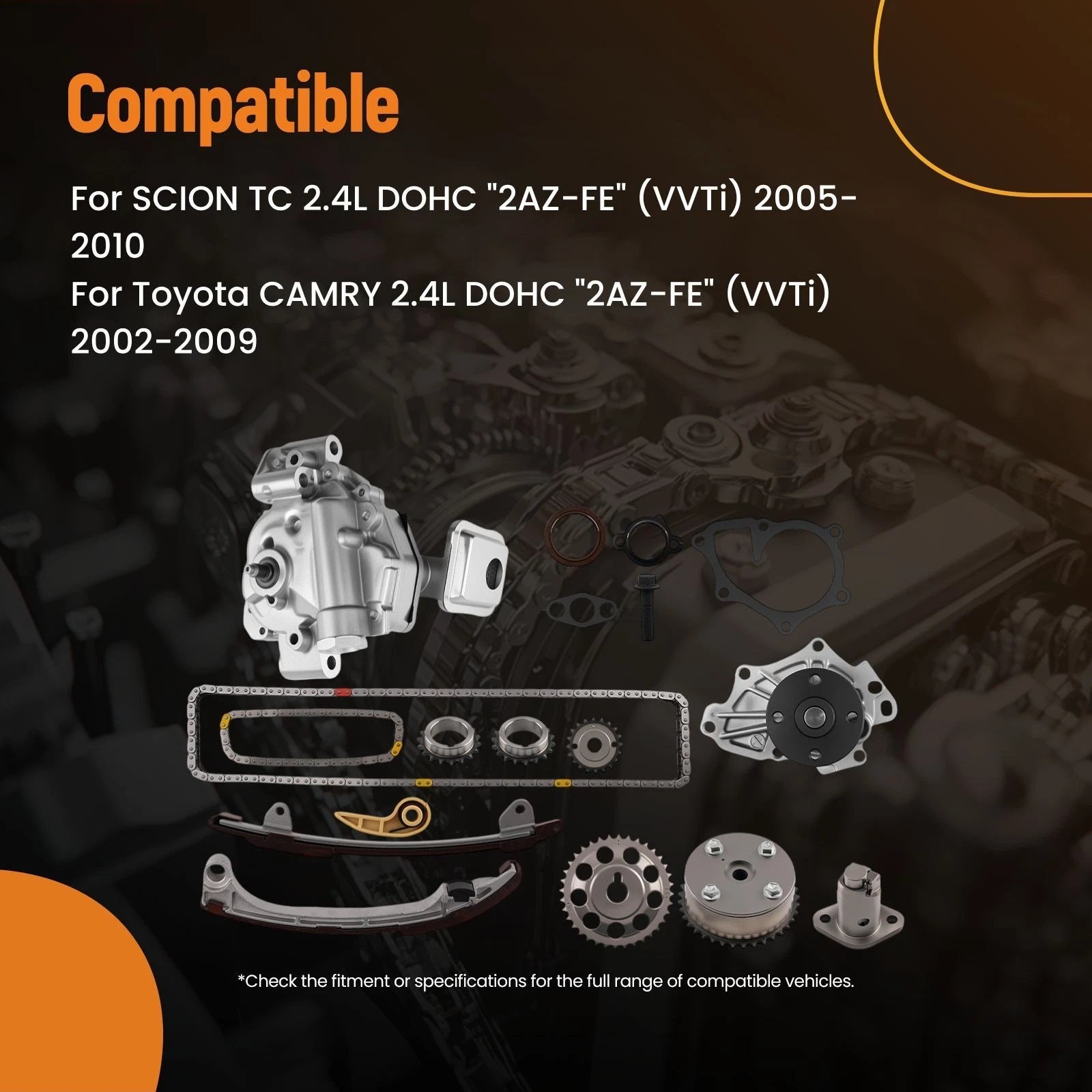 Timing Chain Set & Oil Water Pump for Toyota Camry/Solara 2.4L (2002–2009) AW9414