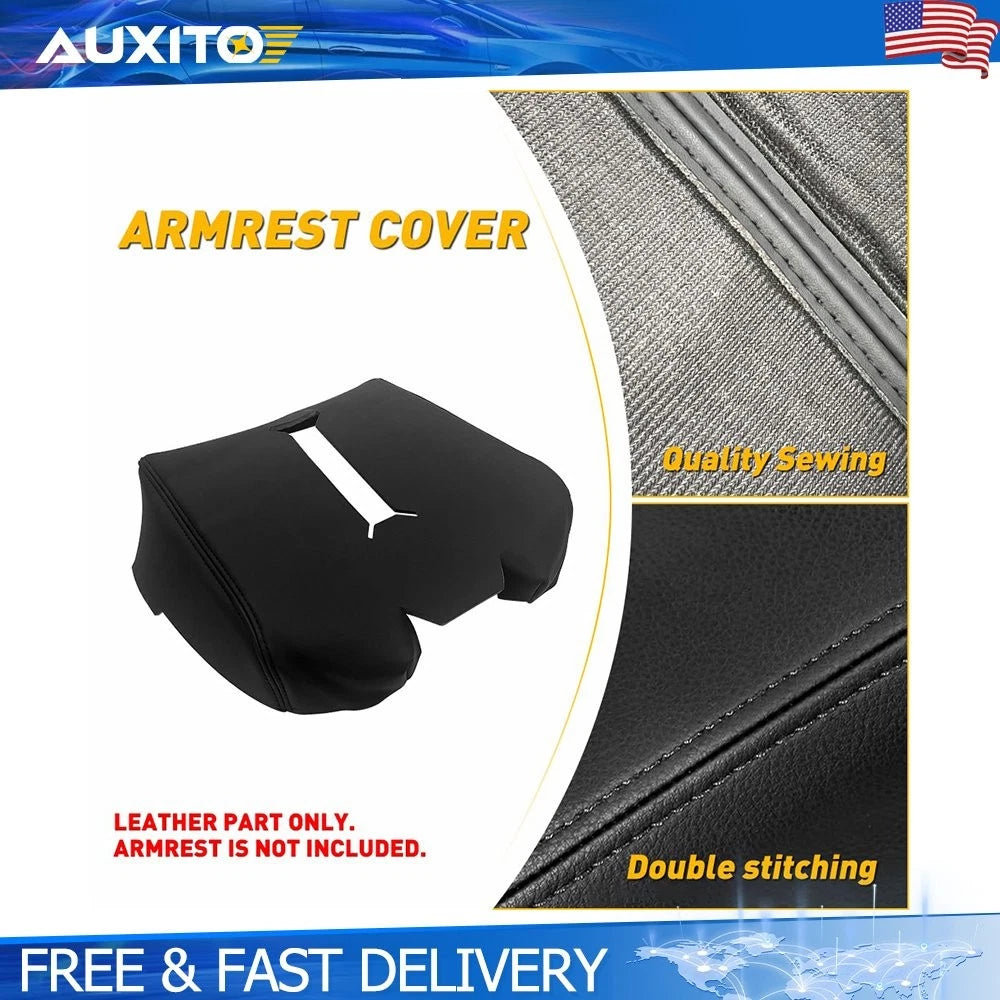 Black Leather Console Armrest Cover for GMC Sierra HD 2500HD 3500HD (2015)