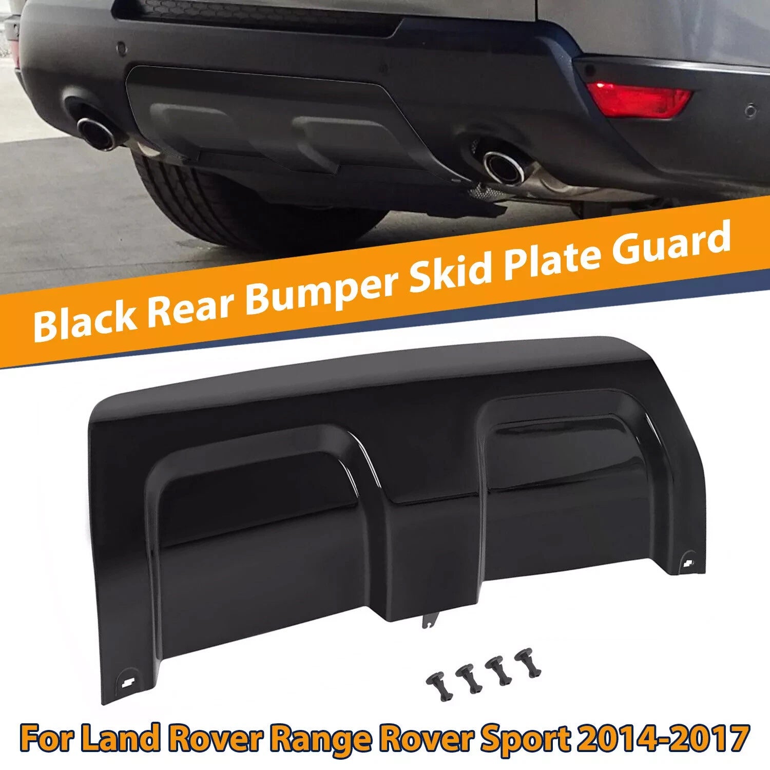 Rear Bumper Skid Plate Cover for Range Rover Sport (2014–2017) Black
