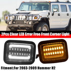 Pair Clear LED Front Corner Turn Signal Parking Light for Hummer H2 (2003–2009)