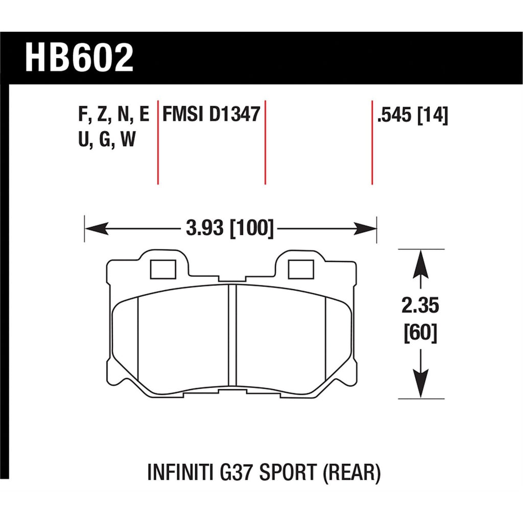 Set of 2 Brake Pads for Infiniti Q70L, Nissan 370Z