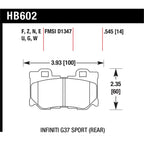 Set of 2 Brake Pads for Infiniti Q70L, Nissan 370Z