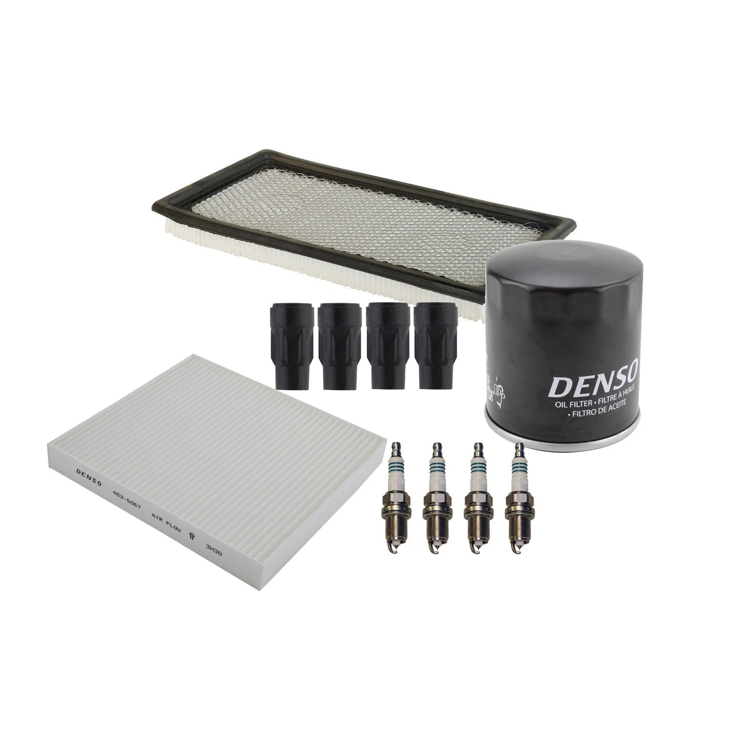 Set of 4 Denso Spark Plugs & Boots for Dodge Caliber, Compass, Patriot (2007–2017)