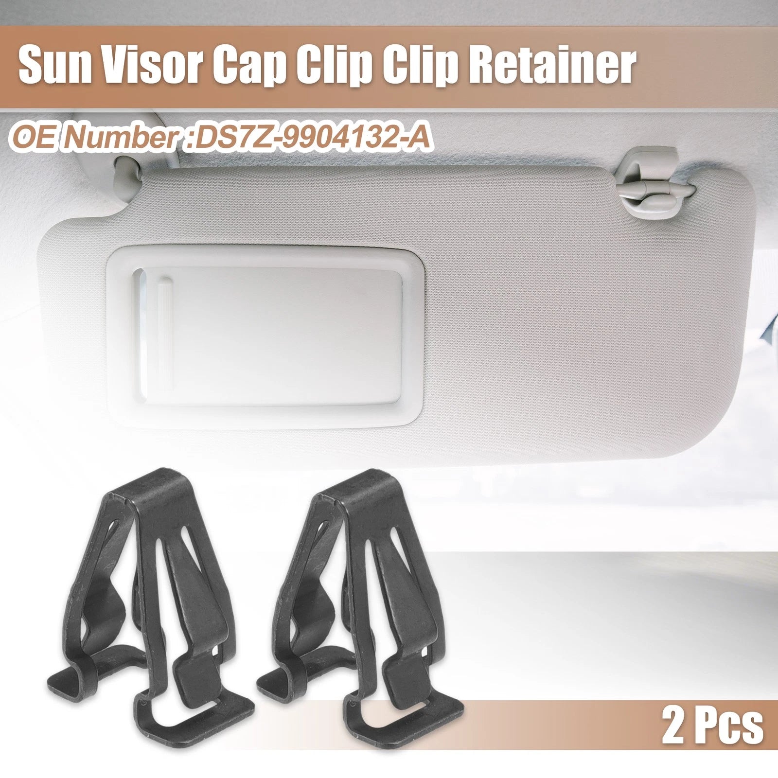 2X Sun Visor Cap Clip Retainer No.DS7Z-9904132-A for Ford Edge (2015–2023)