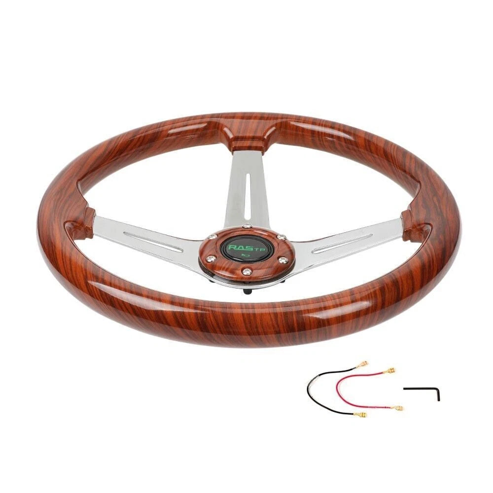 14 Inch 6 Bolt Steering Wheel Slotted 3 Spoke for Universal Fit