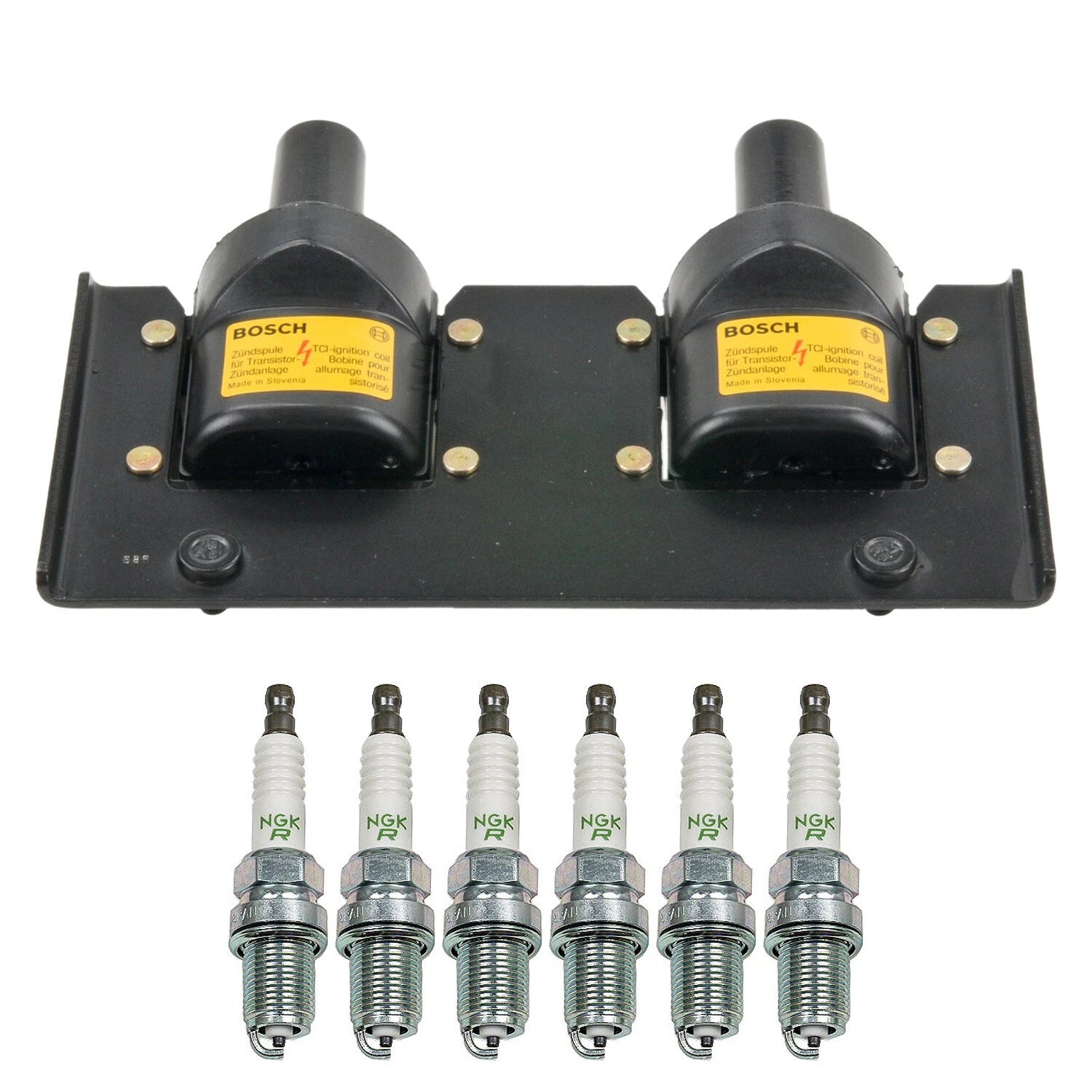 Ignition Coil & NGK 6 V-Power Spark Plug Kit for 911, 320i, 525i, XC90