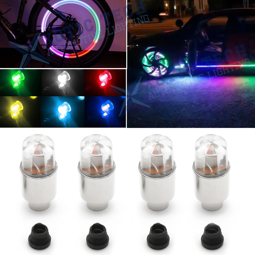 4PCS Multi-Color LED Tire Valve Stem Cap Light for Universal (1990–2025)