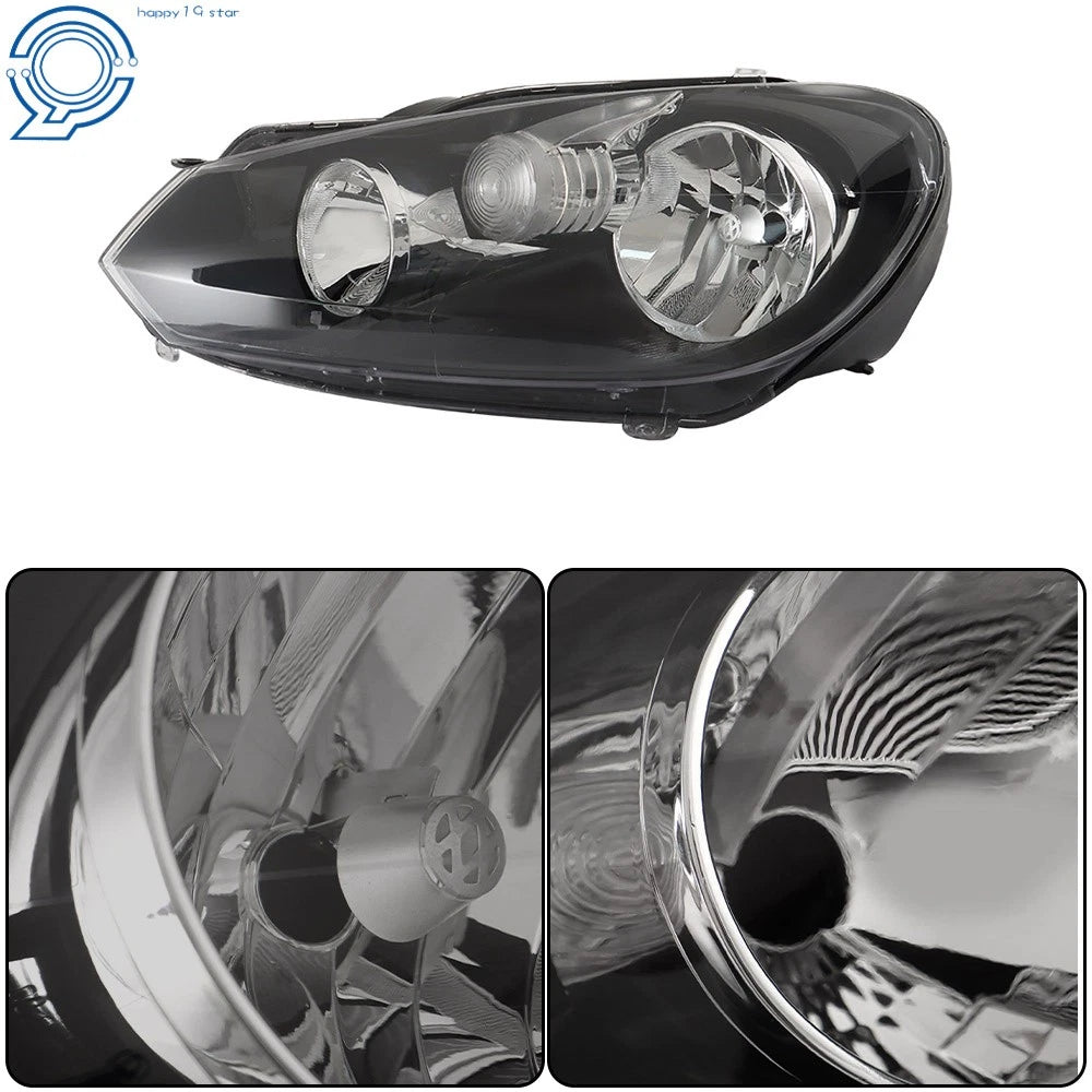 Driver Side Headlight for Volkswagen Golf/Jetta Sportwagen (2010-2014) Halogen Black