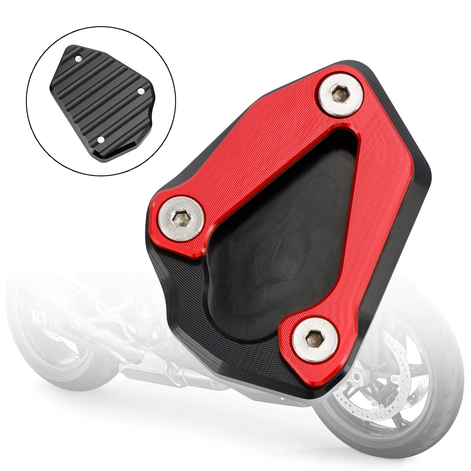Kickstand Enlarger Plate Pad for BMW S1000RR (2020–2023) Red