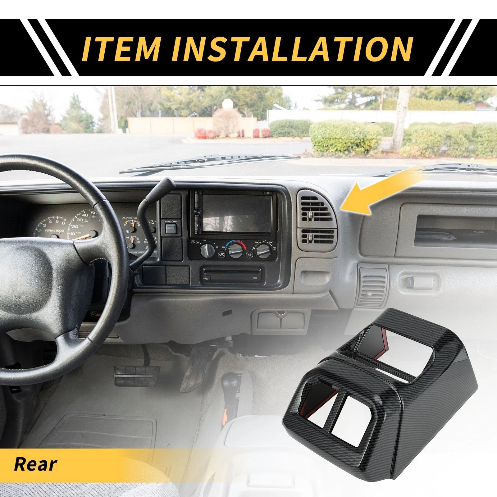 Carbon Fiber Pattern Rear Armrestbox AC Outlet Panel for Ford Ranger (2023–2024)