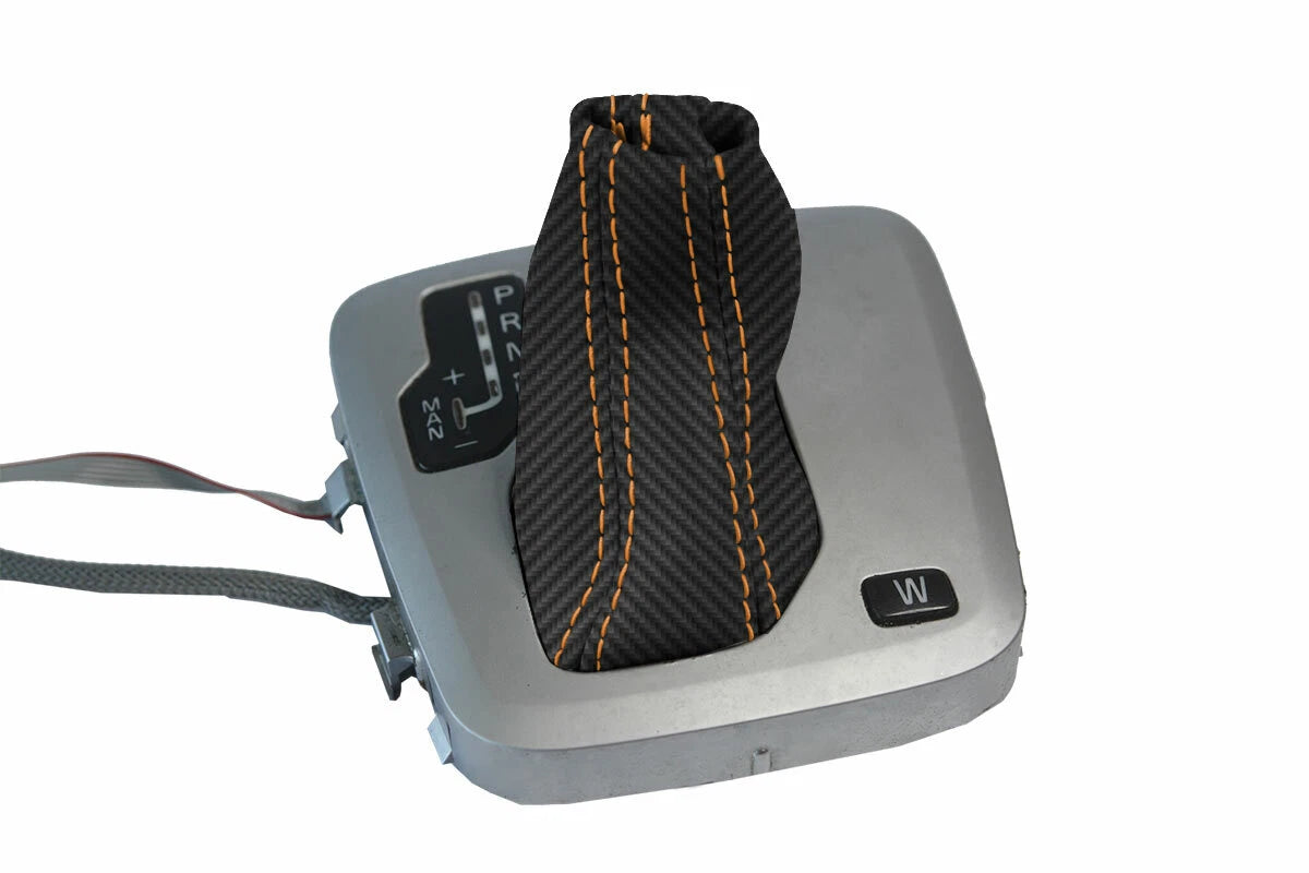 Automatic Shift Boot Cover for Volvo XC90 (2003–2014) Carbon Fiber Orange Stitch