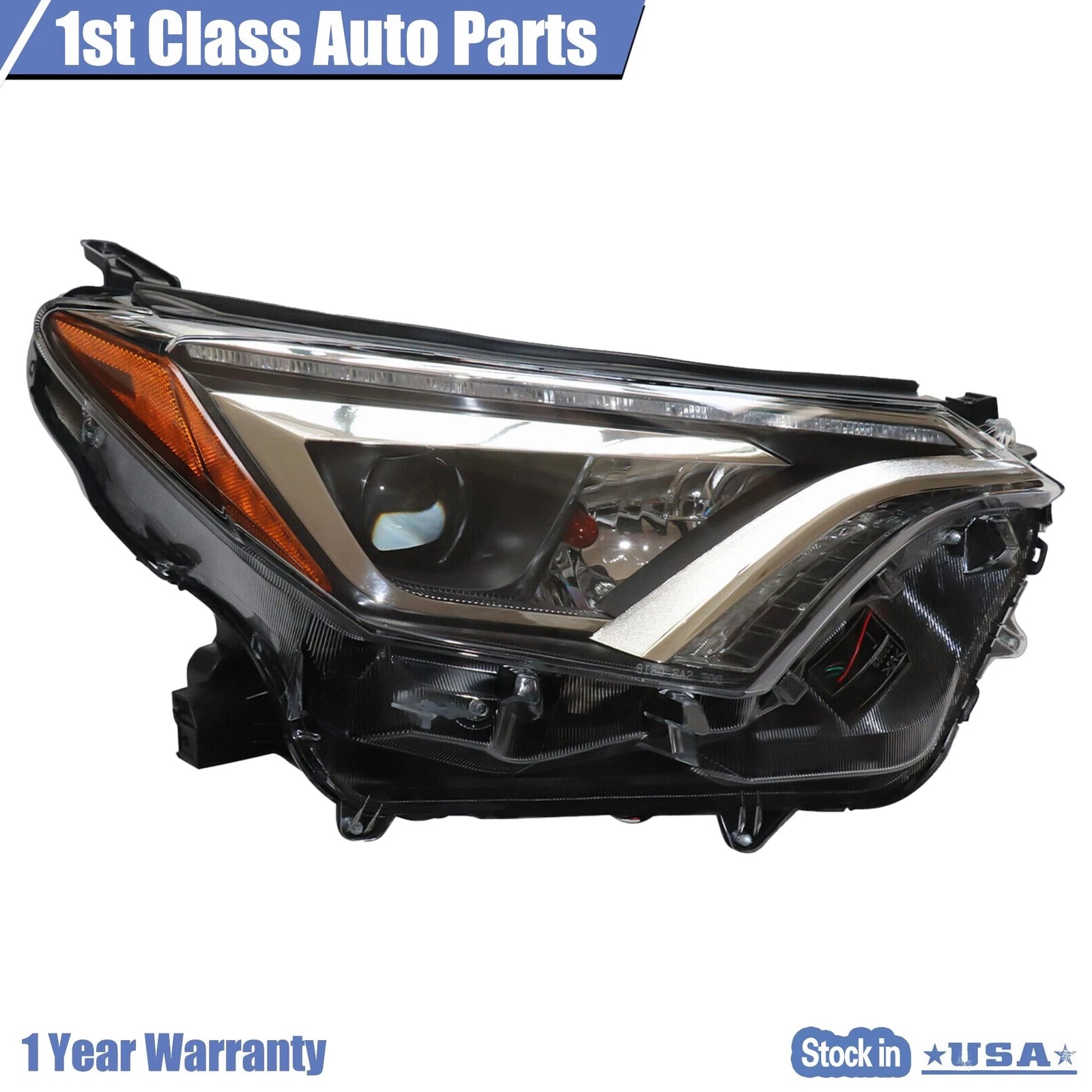 Right Headlight for Toyota RAV4 (2016-2018) Black Housing Halogen