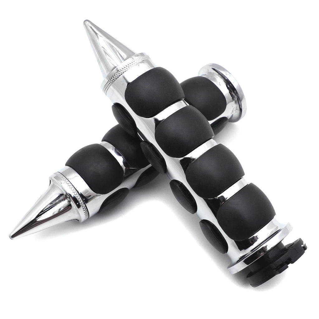 Chrome Rubber 7/8" Spike Handlebar Grip for Suzuki GSXR 600 750 1000 (2001–2023)