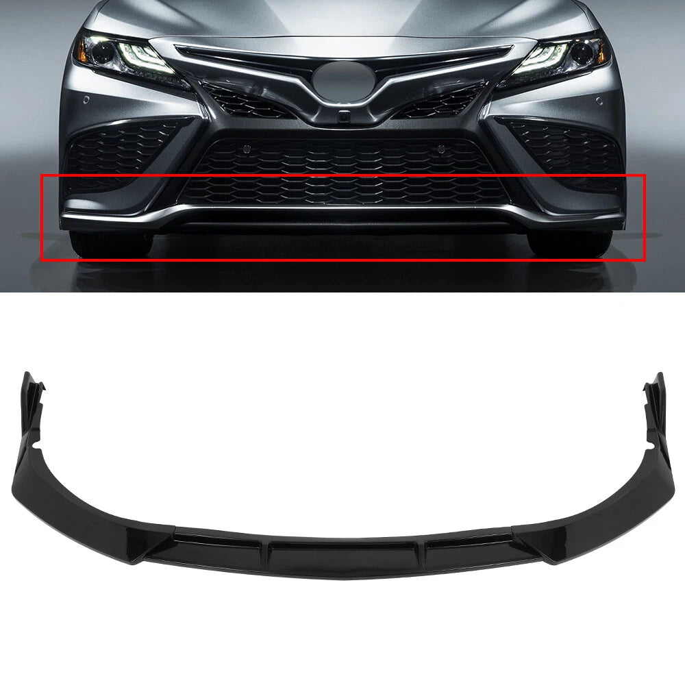 Glossy Black Front Bumper Lip Spoiler for Toyota Camry SE/XSE (2021–2024)