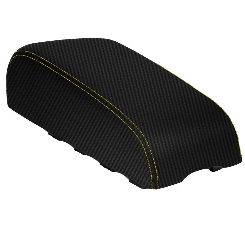 Console Armrest Cover for Infiniti G35X (2005–2006) Carbon Fiber Yellow Stitch