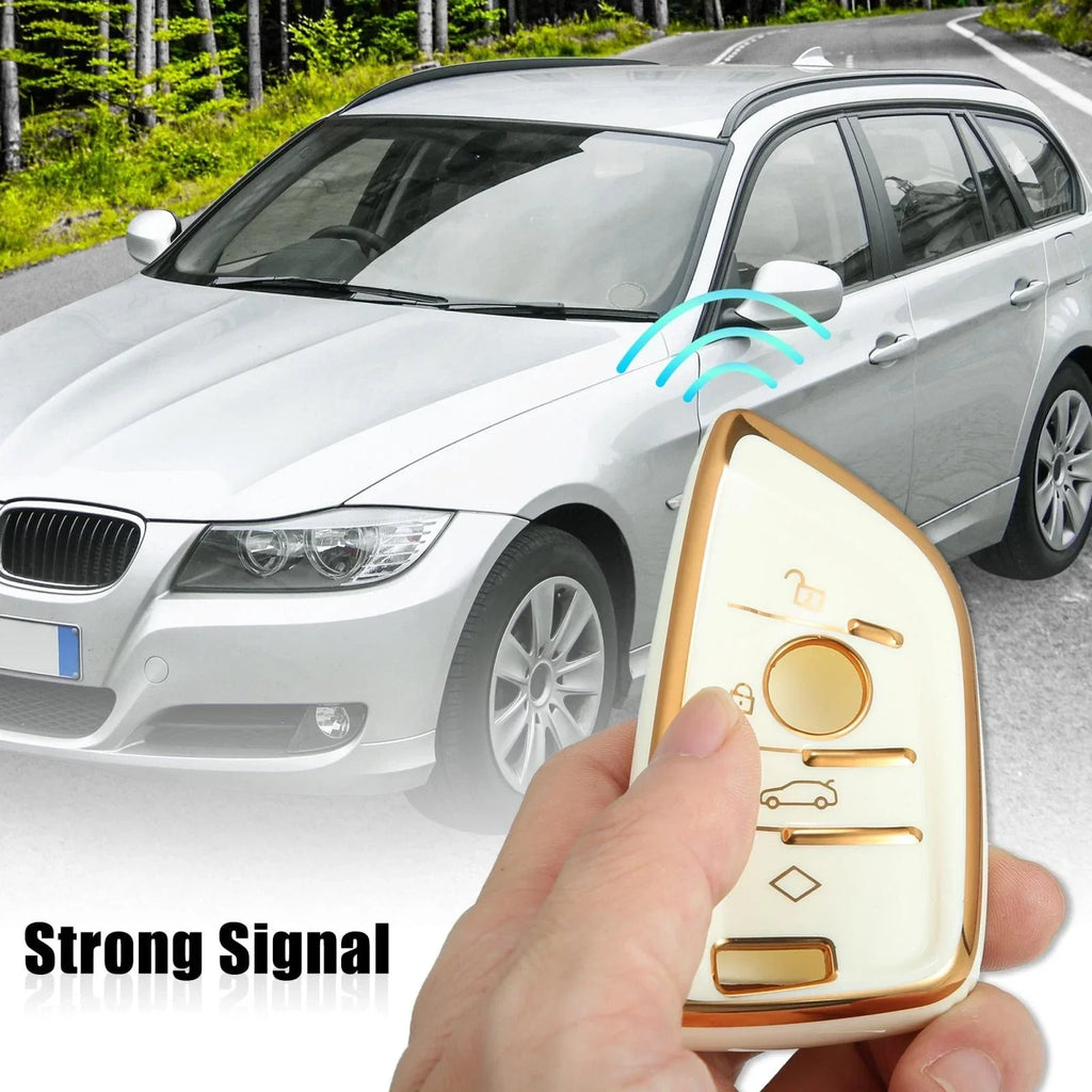 Key Fob Remote for BMW 1-7 Series X1 TPU with Keychain White