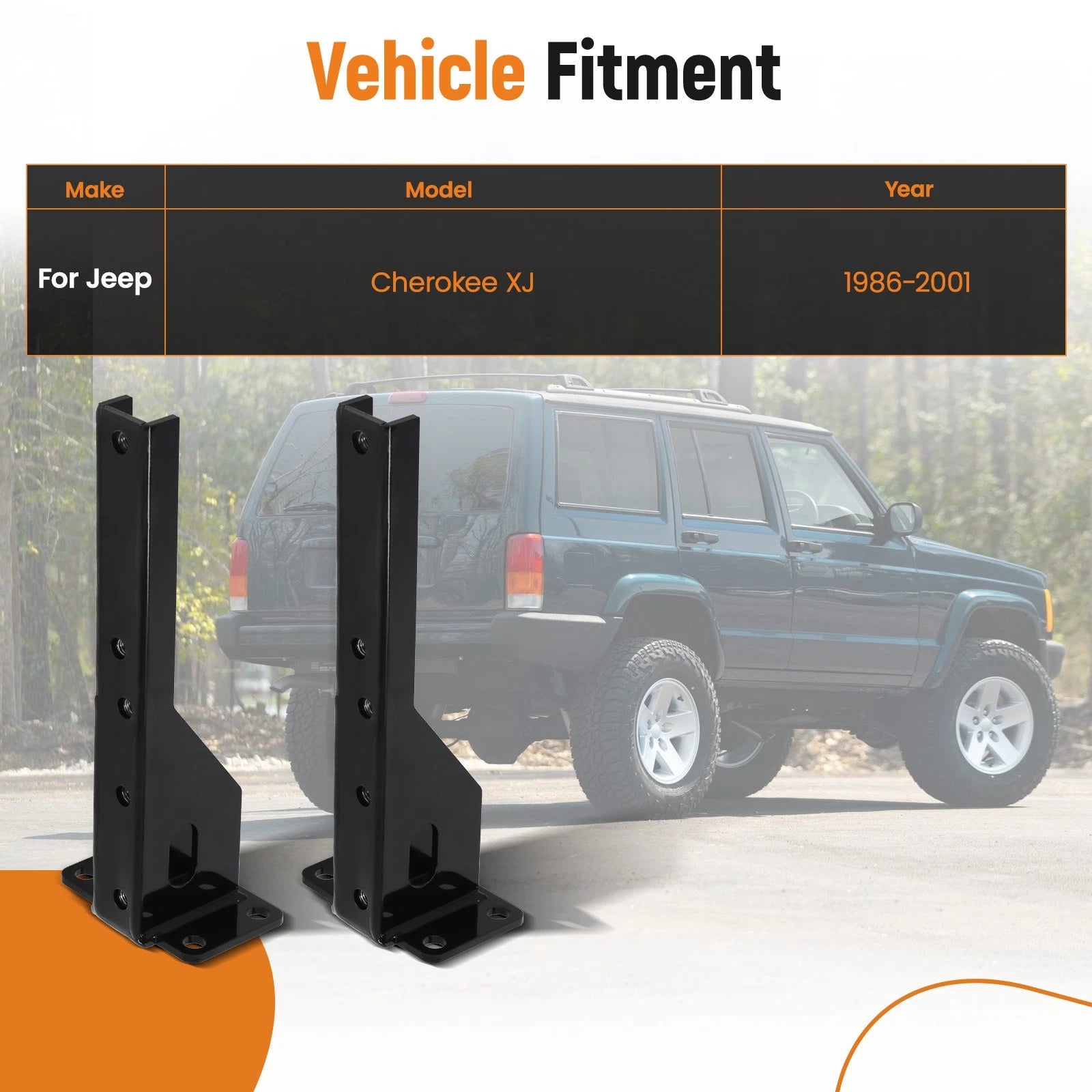 Set of 2 Heavy Duty Rear Bumper Brackets for Jeep Cherokee XJ (1986–2001)