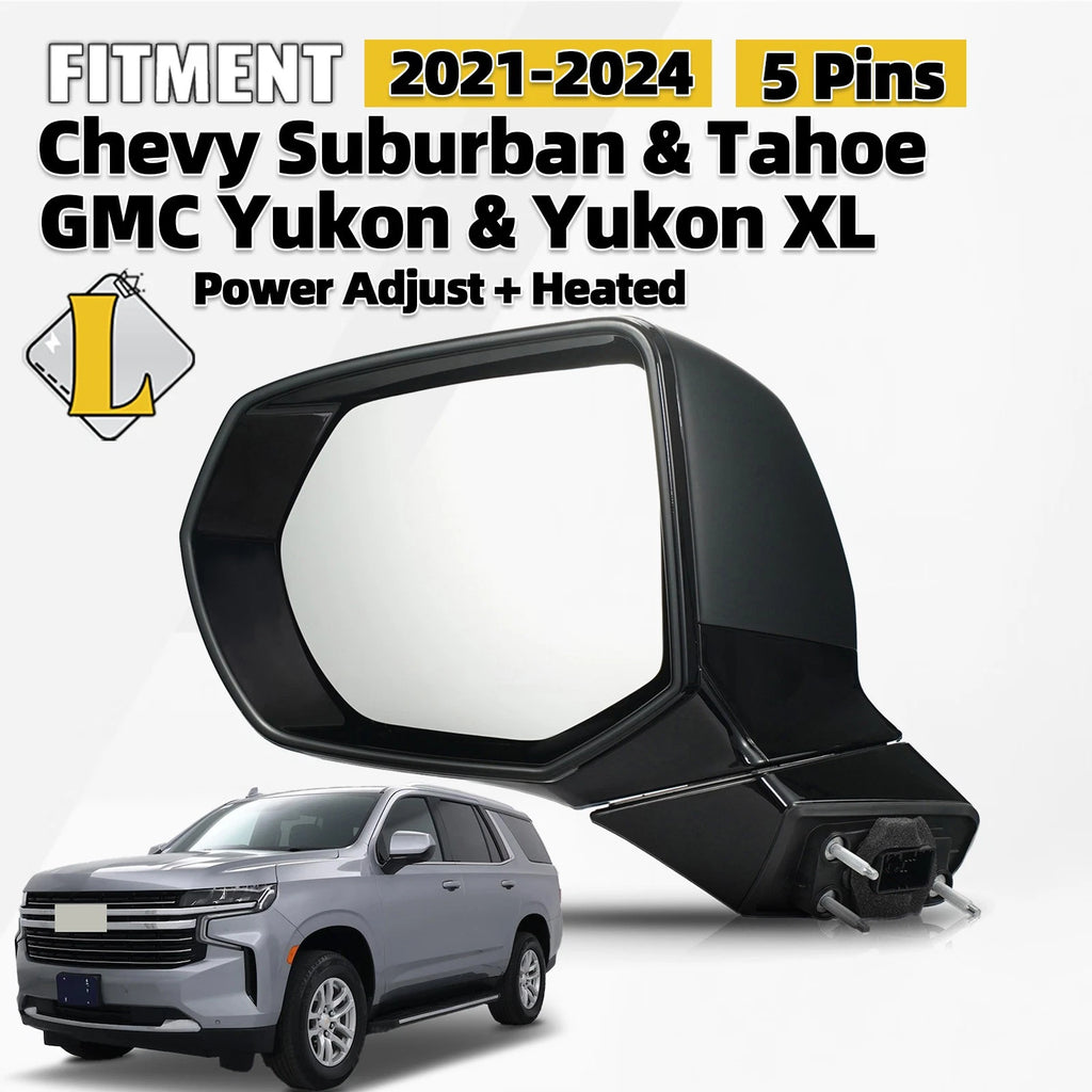 Left Side Door Mirror for Chevy Suburban Tahoe GMC Yukon (2021–2024) Heated 5 Pin