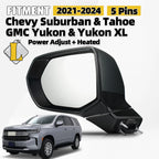 Left Side Door Mirror for Chevy Suburban Tahoe GMC Yukon (2021–2024) Heated 5 Pin