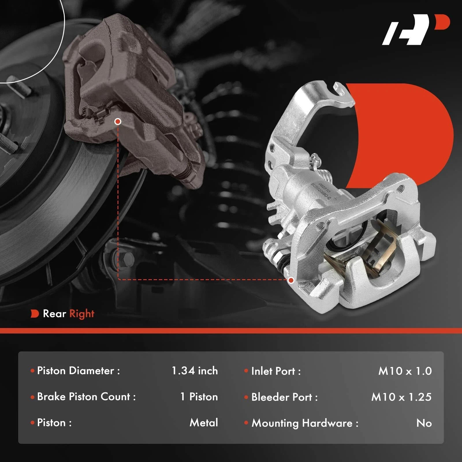 Rear Passenger Side Brake Caliper for Honda Accord (1998–2007)