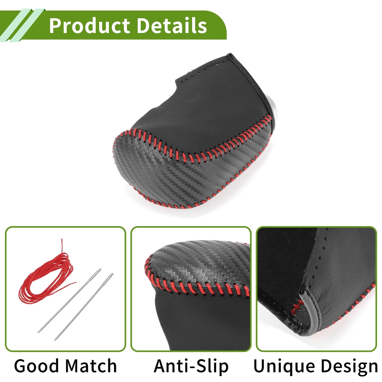 Gear Shift Knob Cover for Nissan Pathfinder (2013–2020) Black Carbon Fiber Red