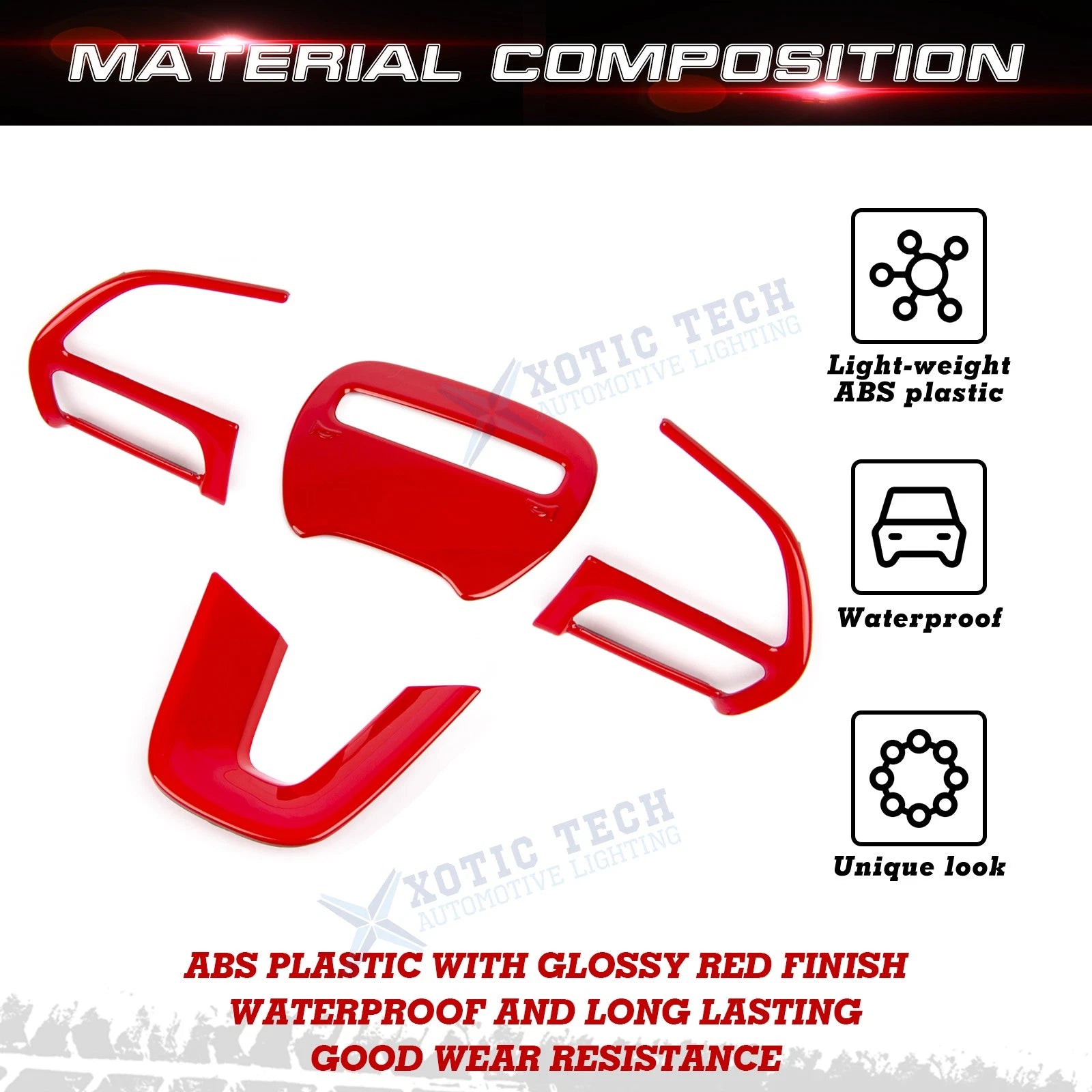 Glossy Red Driver Side Control Cover Trim for Dodge Challenger Charger (2015-2025)