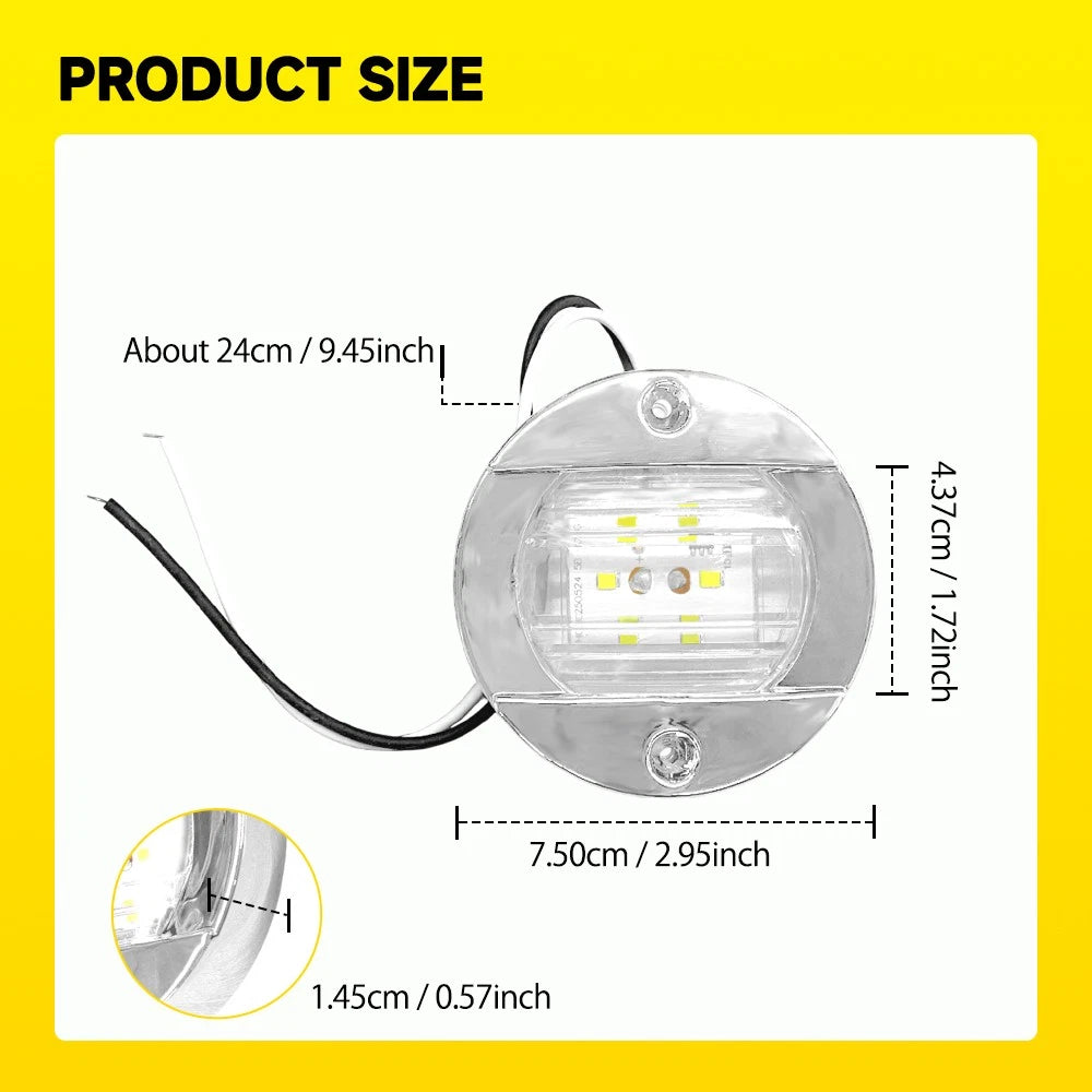 Set of 8 Round LED Courtesy Lights for Marine Boat