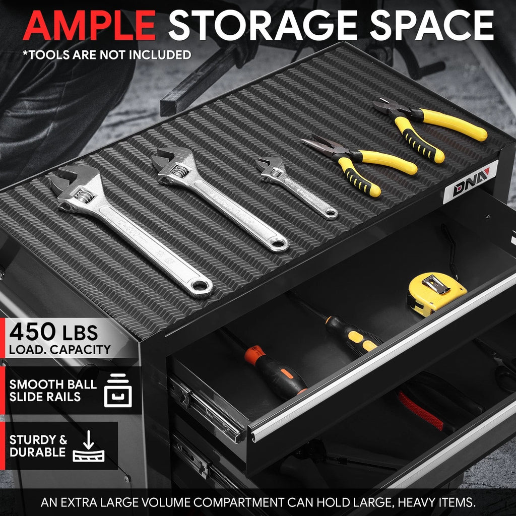 2X Black 8 Drawer Rolling Tool Cabinet with Ample Storage