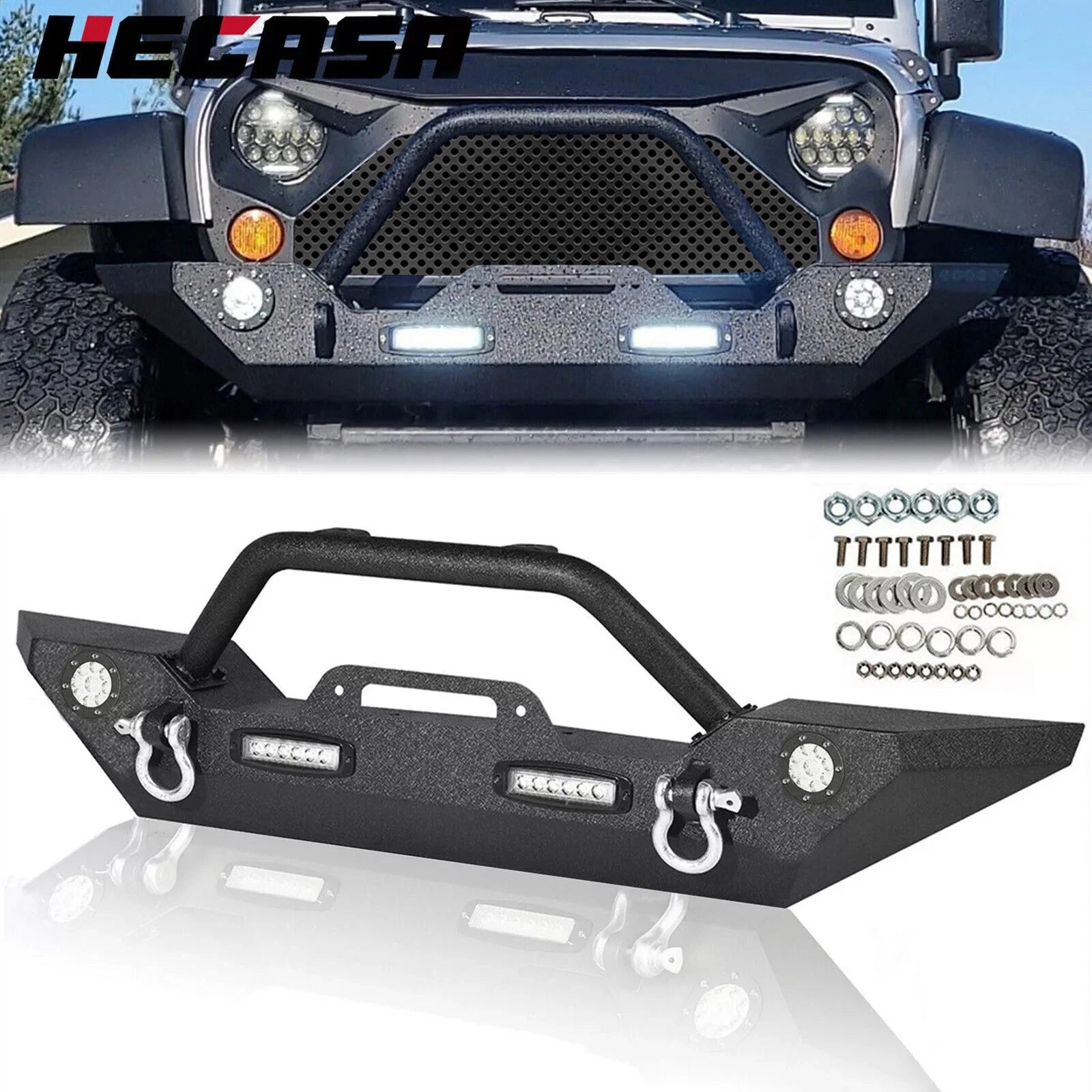 Front Bumper with LED Lights for Jeep Wrangler JK JL (2007–2024)