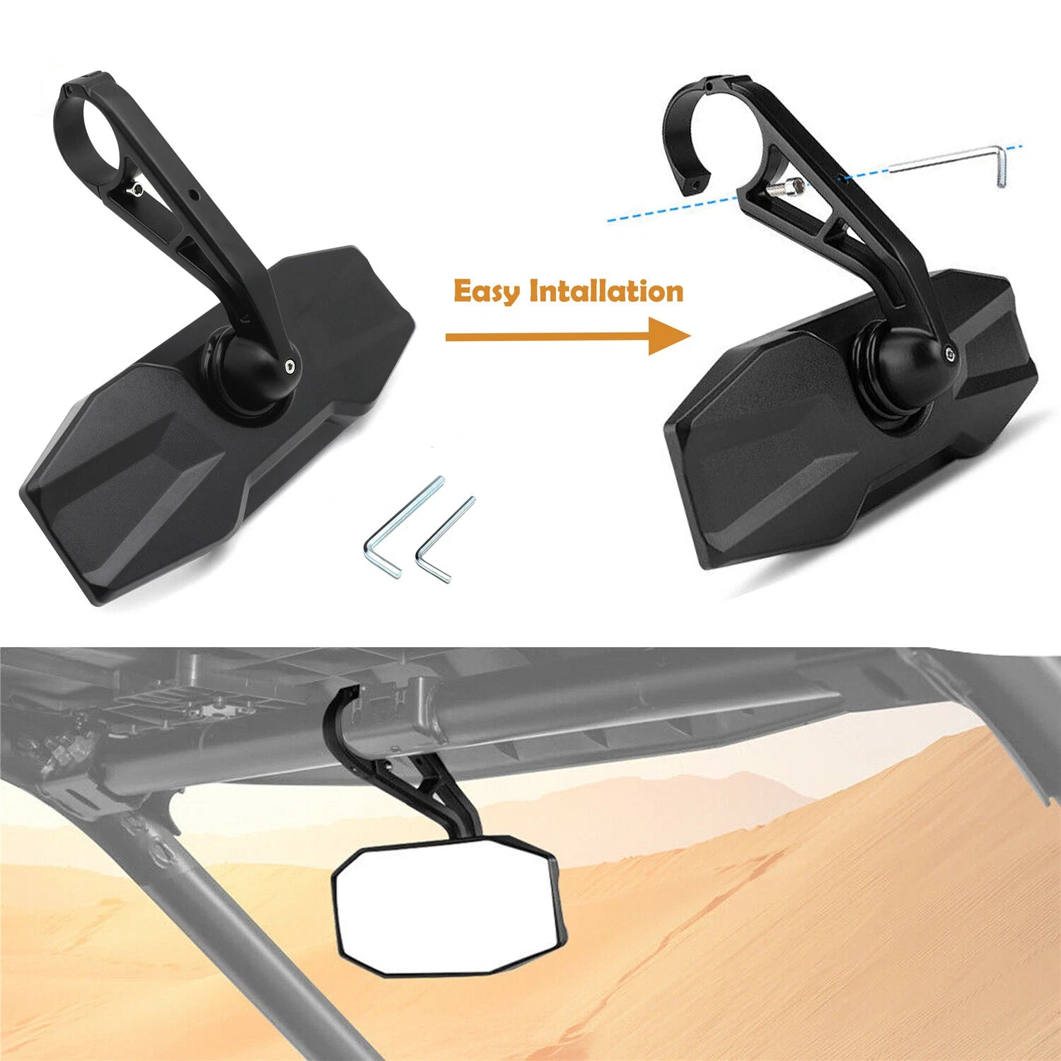 Weatherproof Convex Rearview Center Mirror for RZR General 900 1000 570 (2015–2020)