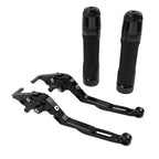 Black Extendable Brake Clutch Levers Grips Set for Kawasaki ZX636R (2003-2006)