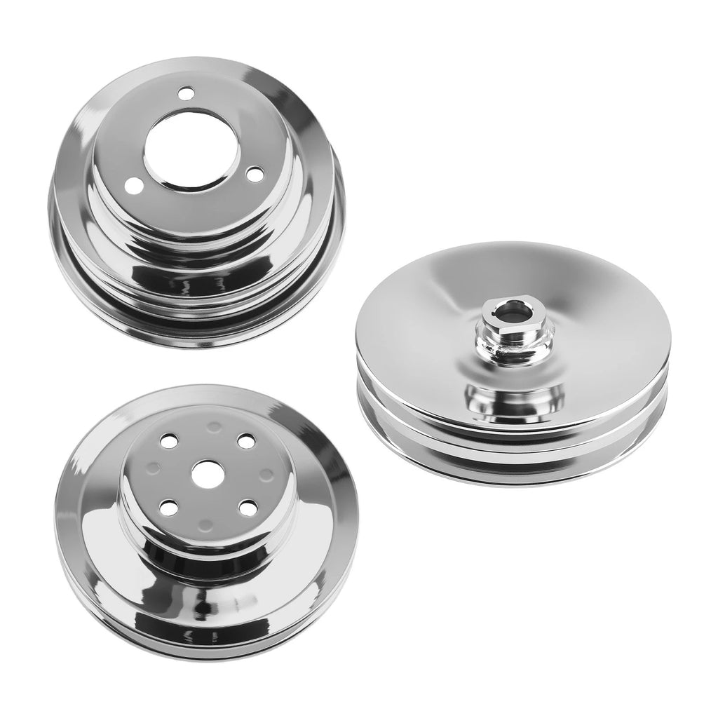 Chrome Crankshaft & Steering Pulley for Chevy 396 427 454 (1965–1970)