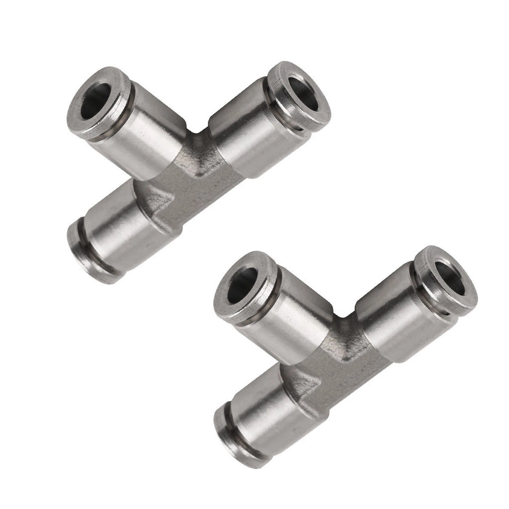2Pcs Air Line Fittings Union Tee for (1/4" Tube OD)
