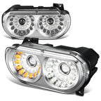 Chrome Housing Amber Corner LED Projector Headlights for Dodge Challenger (2008–2014)