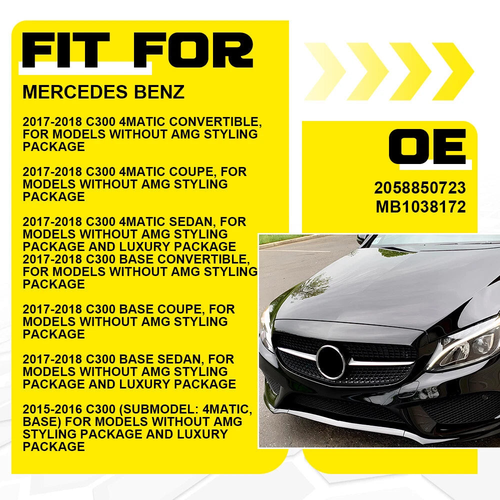 LH Front Fog Light Cover for Mercedes Benz C300 (2015-2018)