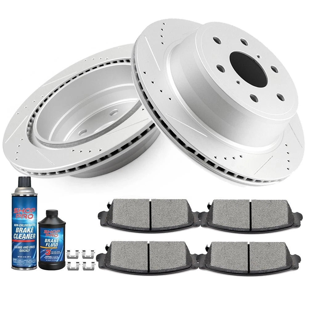 Drill Rear Brake Pads and Rotors for Cadillac Escalade, Chevrolet Avalanche