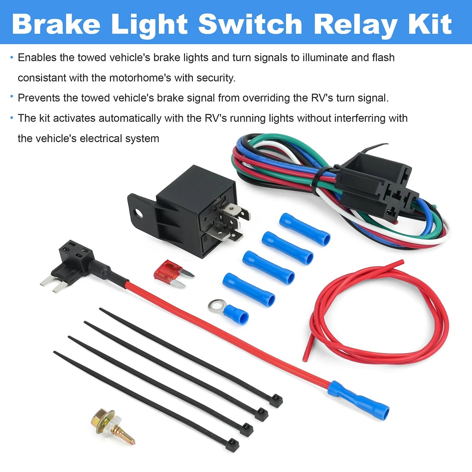 Brake Light Relay Kit for Towed Vehicles RV Motorhome (88400)