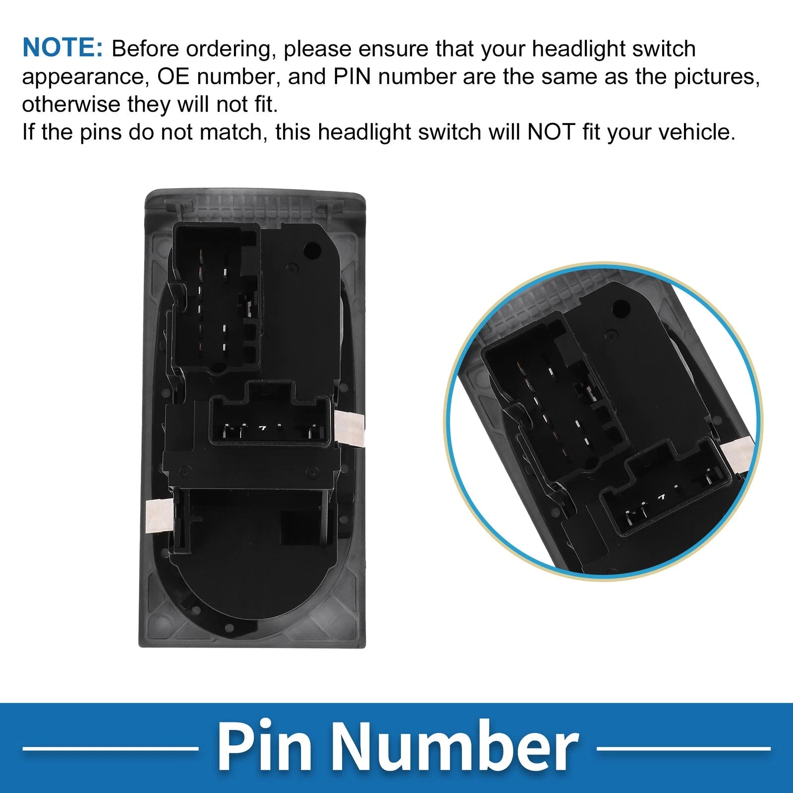 Headlight Switch for Ford F-250 Super Duty (2005–2007) No.5C3Z11654FAA Black