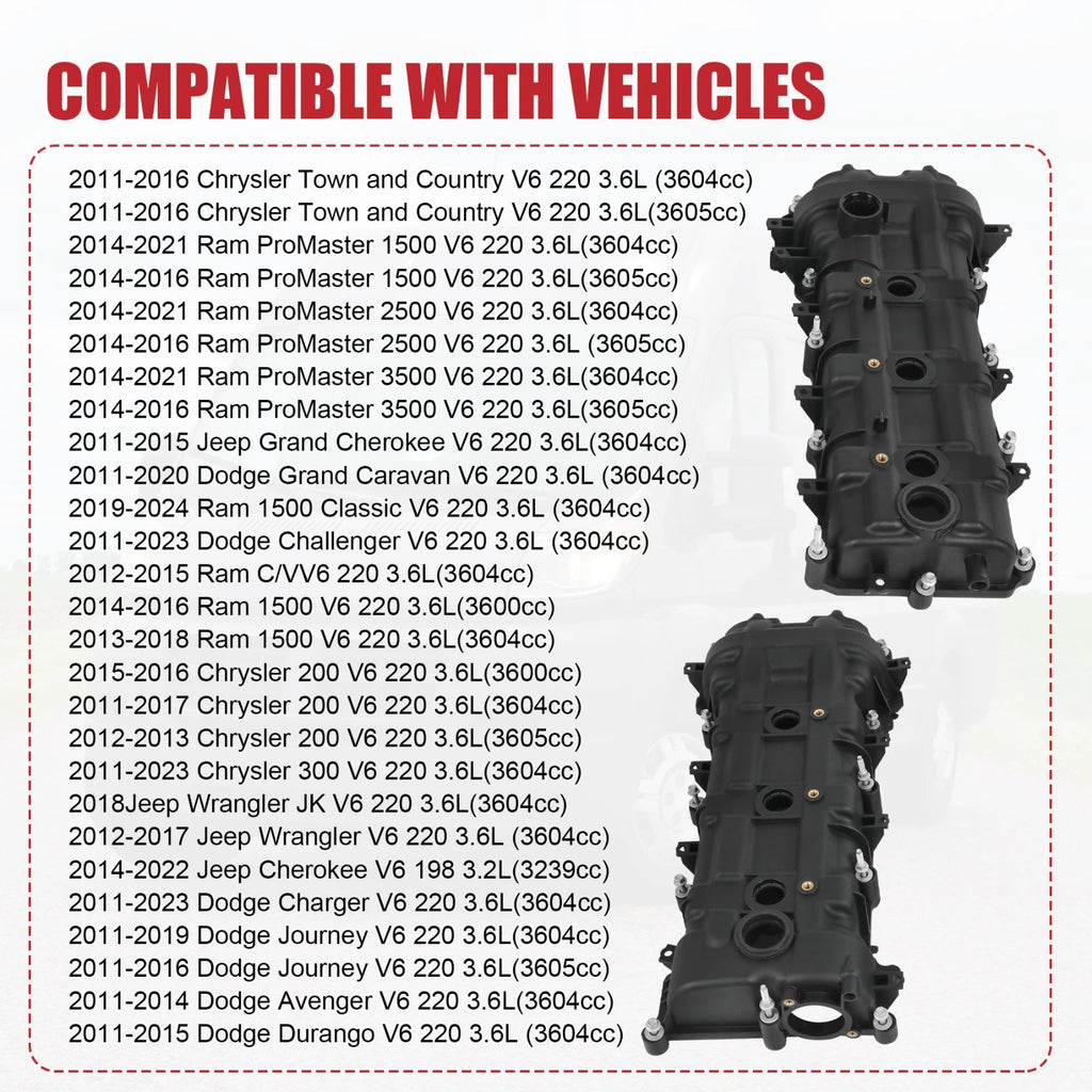 Valve Covers Set with Gasket for Dodge Chrysler 300 Jeep Ram 1500 (2011–2021)