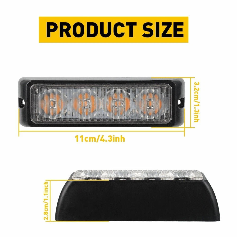 2X Yellow LED Grill Strobe Light for Universal Vehicles (2010–2023)