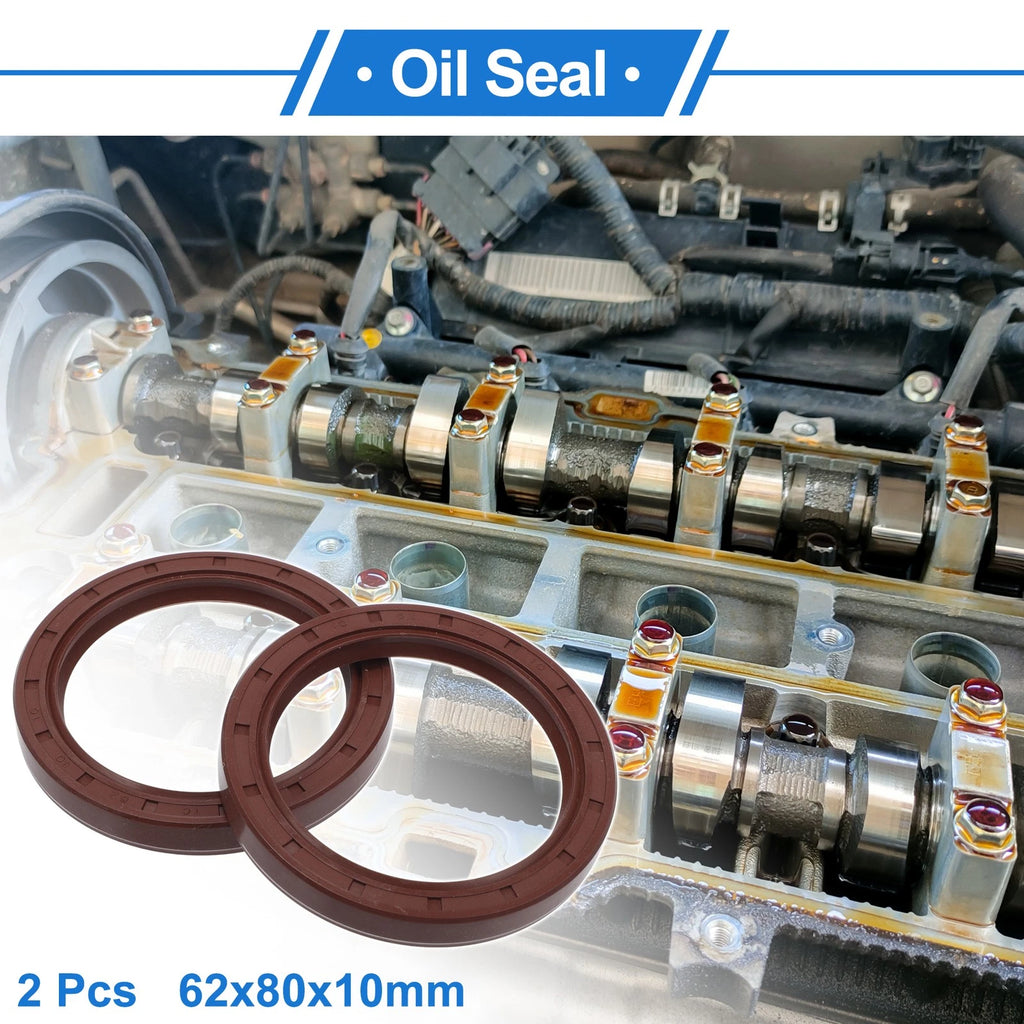 Set of 2 Oil Seal Rotary Shaft Seal FKM Rubber 62x80x10mm