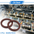 Set of 2 Oil Seal Rotary Shaft Seal FKM Rubber 62x80x10mm